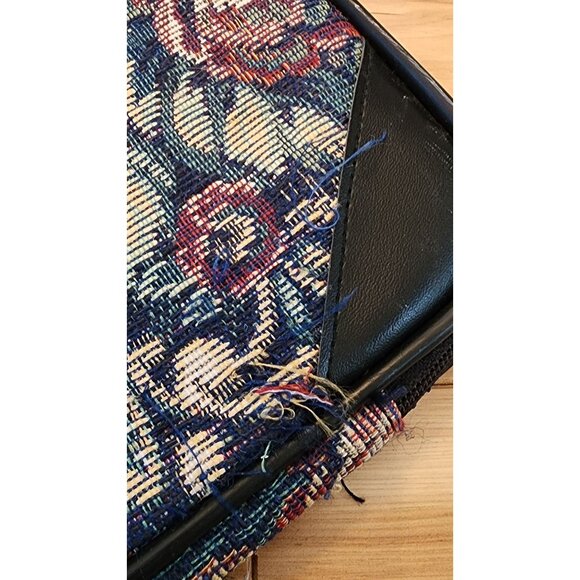Vintage Floral Tapestry Briefcase With Faux Leather Accents & Dual Handles - Picture 7 of 16